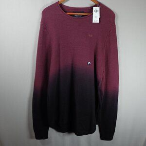 Hollister Ombre Knit Sweater Large Purple Black Fade Gradient Crewneck Logo